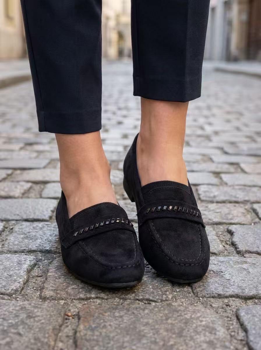 Mocassins noirs en suédine